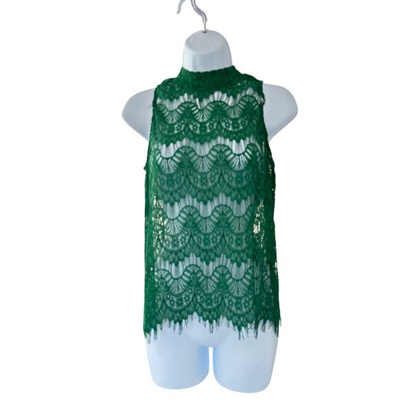 Emerald Green Lace Top - Picture 1 of 8